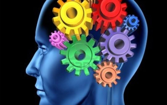 TESTA UMANA CON INGRANAGGI IN EVIDENZA